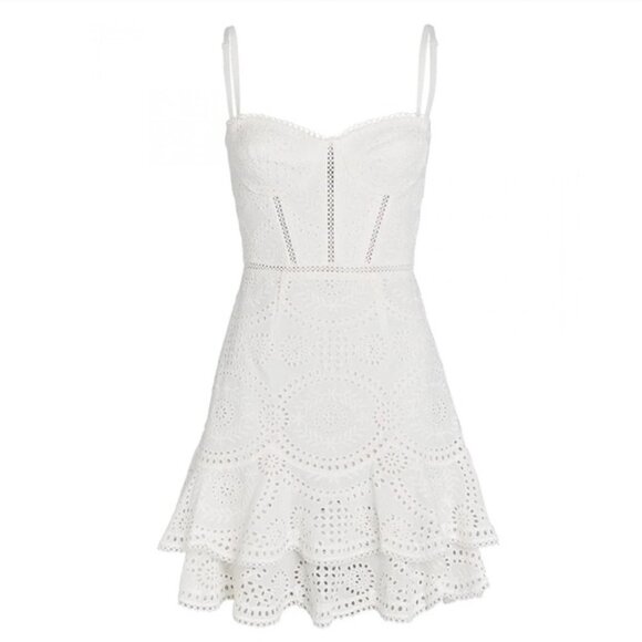 JONATHAN SIMKHAI White Eyelet Broderie Anglaise Bustier Mini Dress - Picture 4 of 10